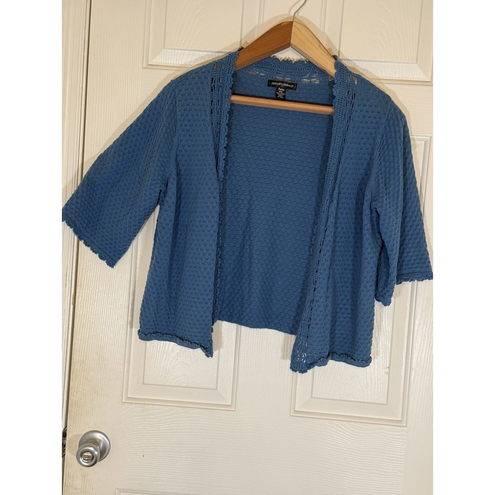 designers originals Blue Open Front cardigan 100% Cotton Size PXL Casual Office